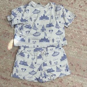 Disney World logos waffle womens pajama set size Large